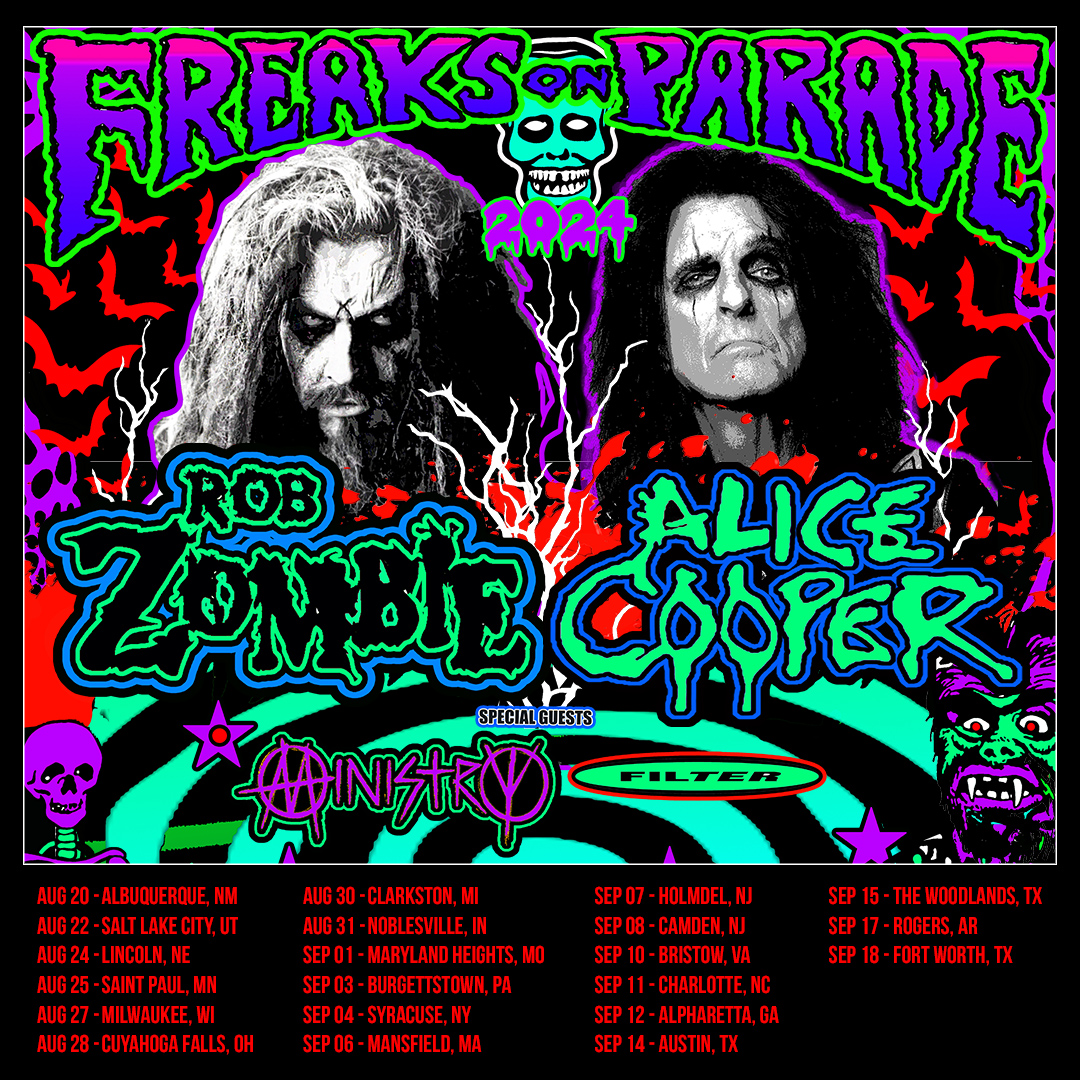 Rob Zombie Announces 2024 Freaks On Parade Tour With Alice Cooper