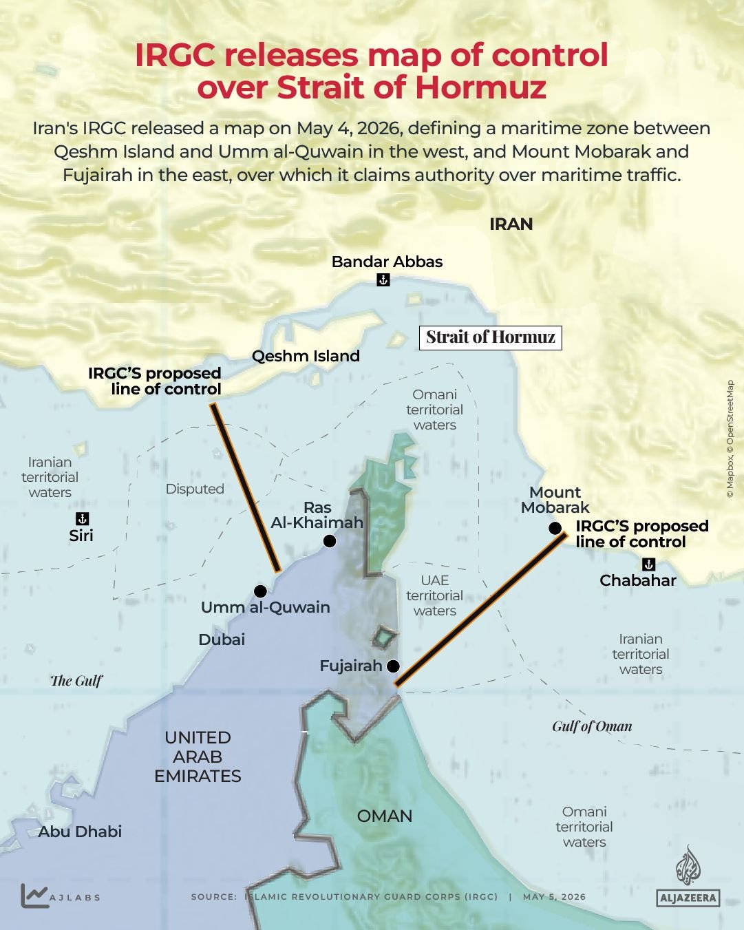 INTERACTIVE IRGC releases map of control over Strait of Hormuz May 5 2026 1777975253